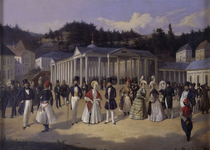 August von Rentzell: Kurpromenade in Marienbad – nach der Natur gemalt, 1837