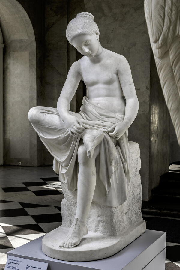 (12) Ridolfo Schadow: Girl Tying her Sandal, marble, 1820