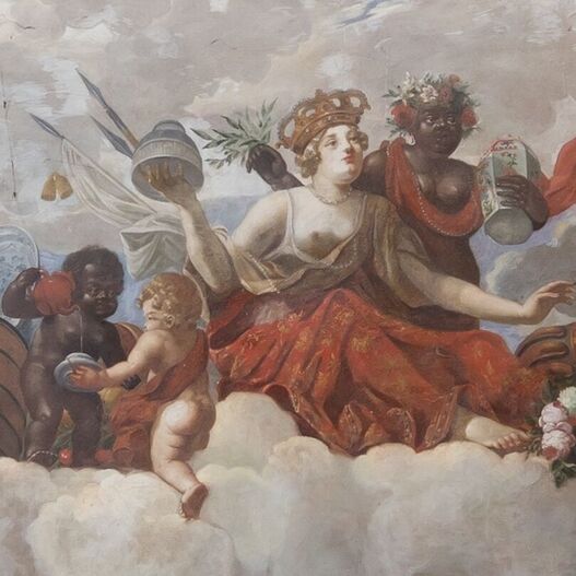 Jacques Vaillant (zugeschrieben): Deckengemälde der Porzellankammer im Schloss Caputh: Auf Wolken thronende Europa, 1690/1700
