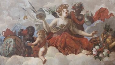 Jacques Vaillant (zugeschrieben): Deckengemälde der Porzellankammer im Schloss Caputh: Auf Wolken thronende Europa, 1690/1700 © Bildarchiv Foto Marburg, SPSG / Andreas Lechtape (CbDD) Ceiling Painting in the Porcelain Chamber at Caputh House