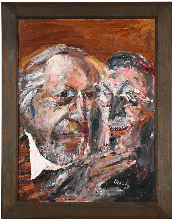 Bernhard Heisig, Selbst mit Mephisto, 2009/2010, Öl auf Leinwand, 80 x 60 cm. Foto: 360degrees.art Bernhard Heisig, Selbst mit Mephisto, 2009/2010, Öl auf Leinwand, 80 x 60 cm