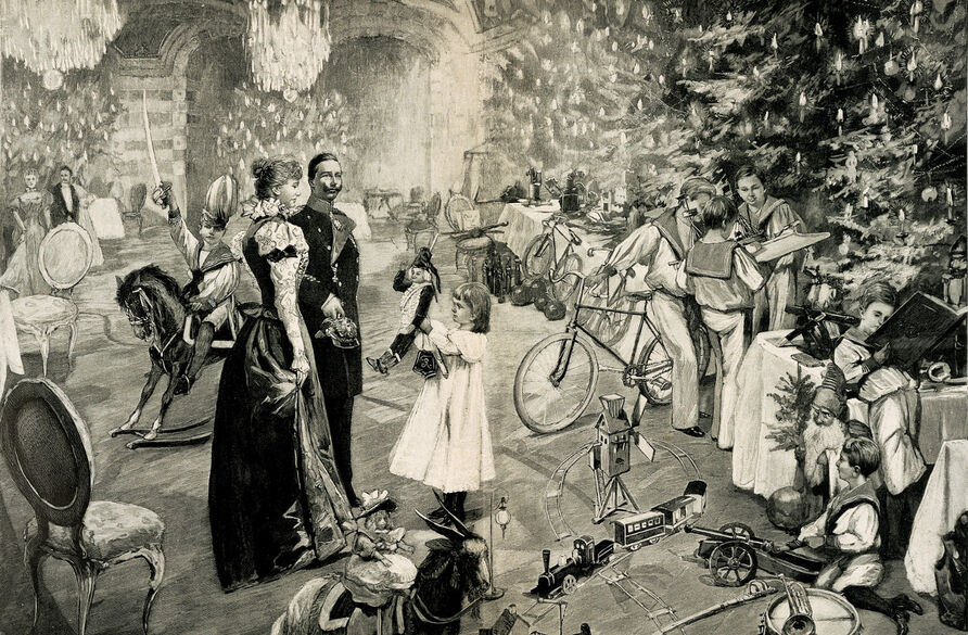 Fritz Grotemeyer: Weihnachtsfest im Neuen Palais, 1897, aus: Moderne Kunst. Illustrierte Zeitschrift, Jg. 12 (1898)
