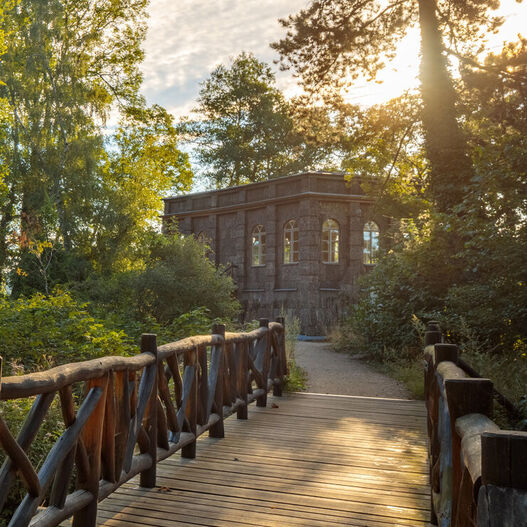 Auf der Pfaueninsel: Blick Richtung Jagdschirm