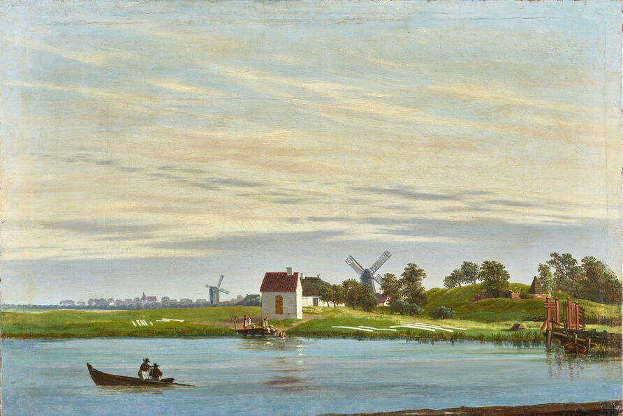 Caspar David Friedrich: Landschaft mit Windmühlen