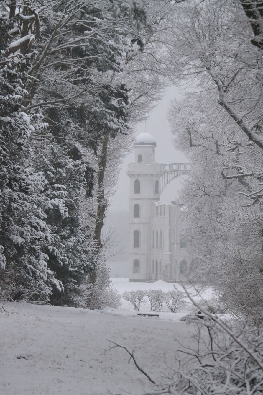 Schloss auf der Pfaueninsel im Winter