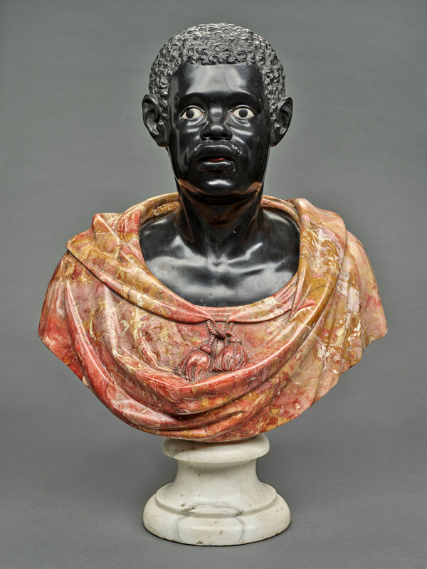 Italienisch (?): Bildnis eines Schwarzen Mannes, schwarzer und rot-grauer Marmor, 16. Jh. (?)