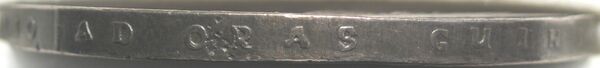 Medaille auf den Beginn der brandenburgischen Schifffahrt an die Küste Westafrikas 1681, Rand mit einem Teil der Inschrift, Johann Bernhard Schulz (Medailleur), Berlin, 1681