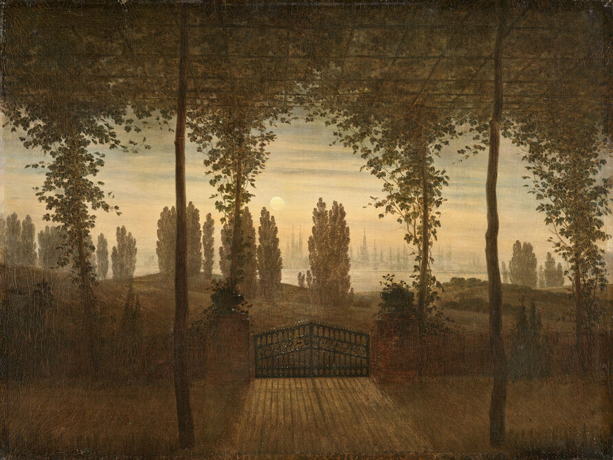 Friedrich, Caspar David: Landschaft mit Pergola und Gartentor (sog. Gedächtnisbild für Johann Emanuel Bremer), vor 1830