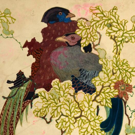 Adolf Flad: Dekorentwurf für eine Vase mit Vogelmotiven (Fasanenvögel), 1914