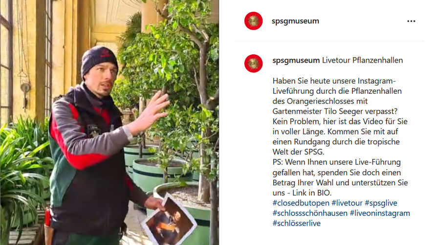Instagram-Führung durch die Pflanzenhallen des Orangerieschlosses mit Gartenmeister Tilo Seeger