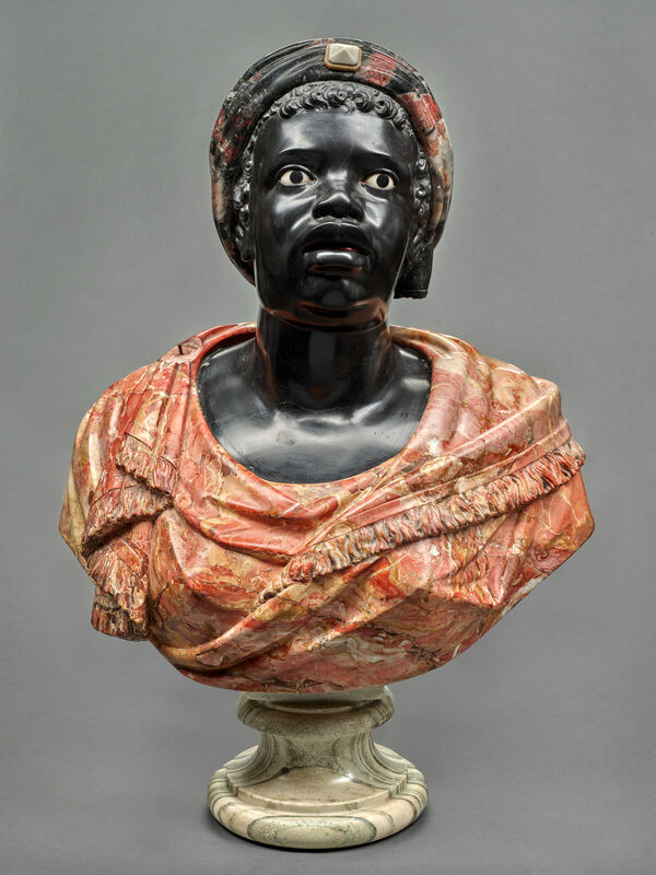 Italienisch (?): Bildnis einer Schwarzen Frau, schwarzer und rot-grauer Marmor, 16. Jh. (?)