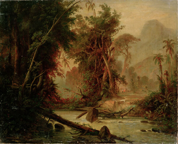 Ferdinand Bellermann: Urwald in Venezuela – Jagd auf einen Jaguar, 1862?, SPSG, GK I 51037