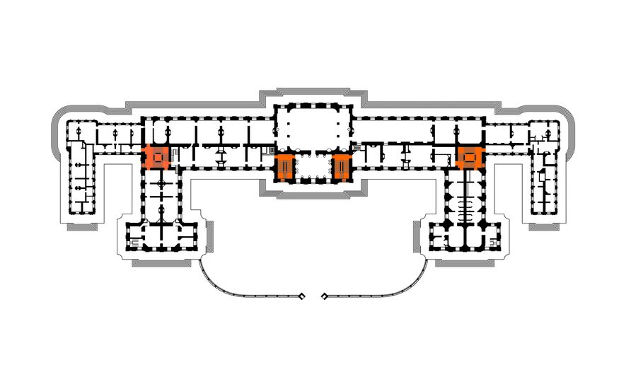 Lageplan: Treppenhäuser im Neuen Palais