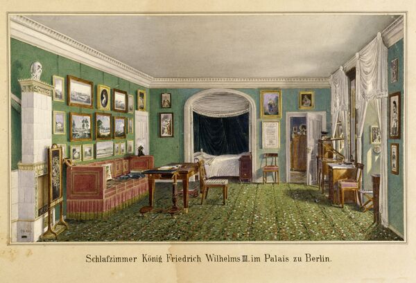 Schlafzimmer Friedrich Wilhelms III. im Königlichen Palais in Berlin von Friedrich Wilhelm Klose