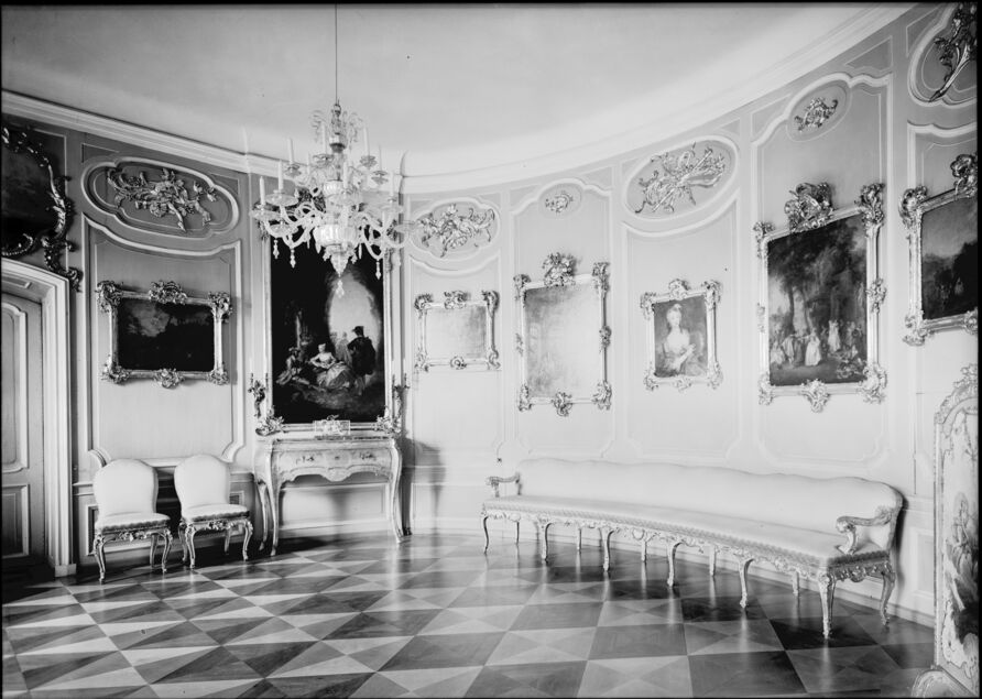 Das Ovale Speisezimmer Friedrichs II. im Potsdamer Stadtschloss, Aufnahme von 1936