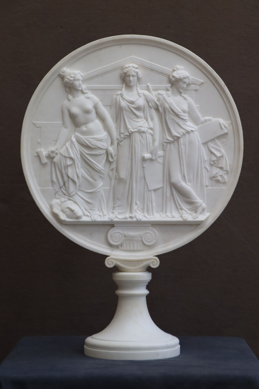 Hermann Schievelbein: Reliefbildnis der Auguste Gräfin von Harrach, Fürstin von Liegnitz (1800-1873), Marmor, 1836