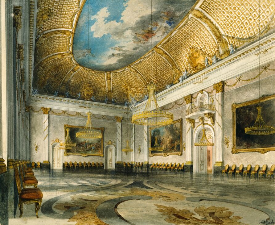 Carl Graeb: Marmorsaal im Neuen Palais, 1853, SPSG, GK II (5) 982