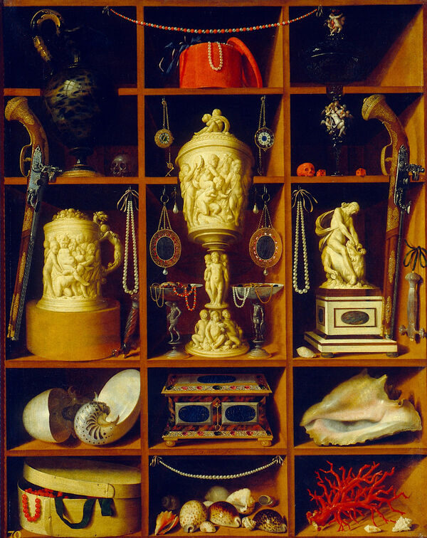 Gemälde „Kunstkammerregal“ von Johann Georg Hintz, um/nach 1666