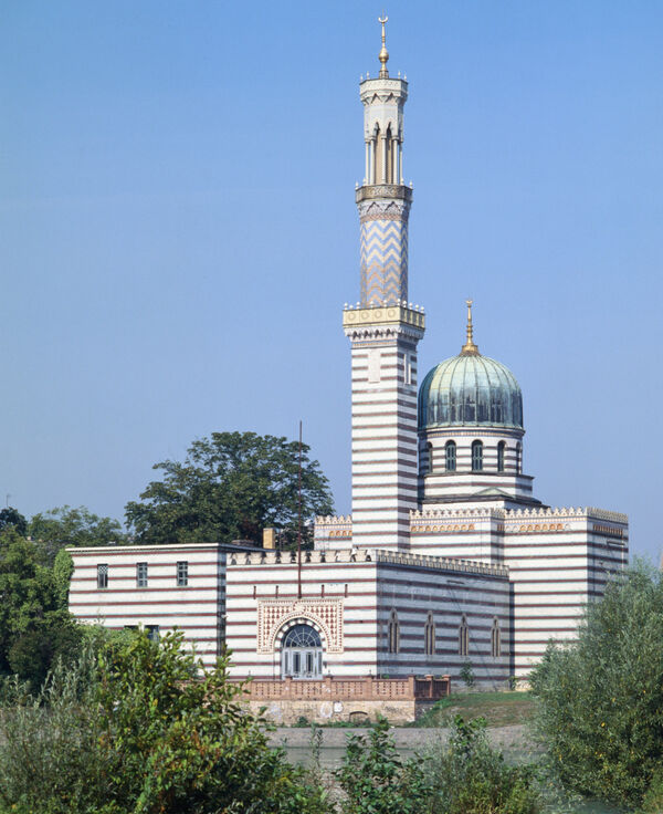 Potsdam, Dampfmaschinenhaus (Moschee), Blick von der Wasserseite