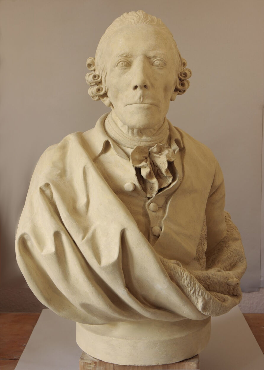 Johann Eckstein: König Friedrich II. von Preußen, genannt der Große (1712-1786), 1. Modell, Gips, gefasst. Nach der Totenmaske 17. August 1786