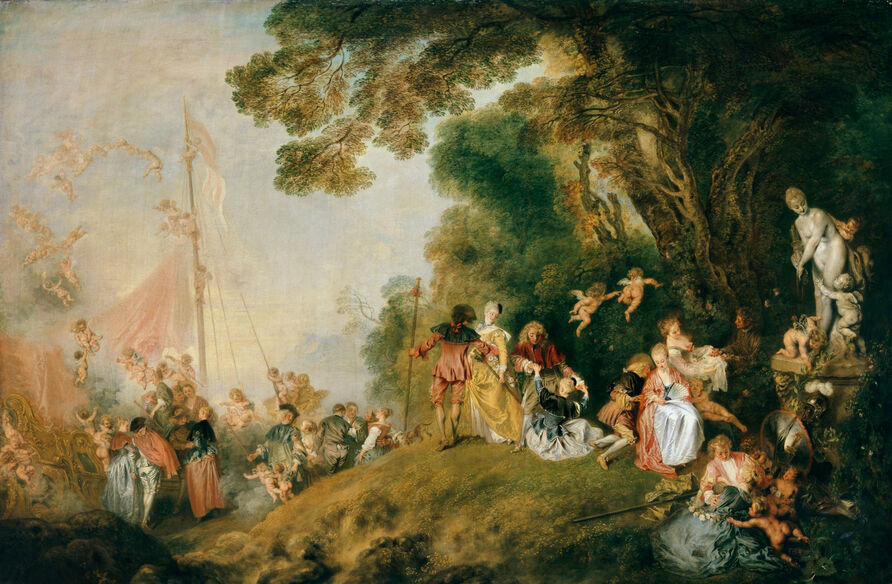 Antoine Watteau, Die Einschiffung nach Cythera (»L’Embarquement pour Cythère«), 1718/1719