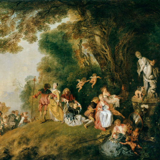 Antoine Watteau, Die Einschiffung nach Cythera (»L’Embarquement pour Cythère«), 1718/1719