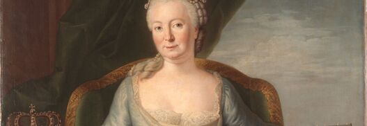 Frédéric Reclam: Königin Elisabeth Christine von Preußen (im Hintergrund Ansicht von Schloss Schönhausen)