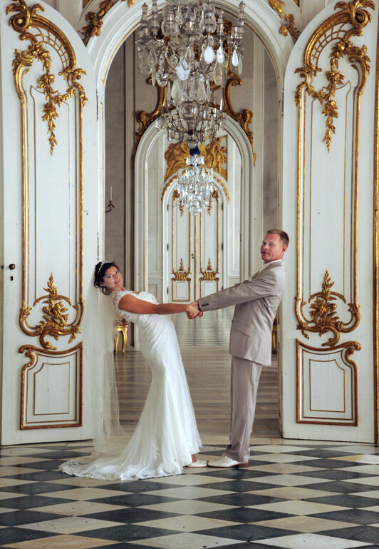Hochzeitfoto in den Neuen Kammern von Sanssouci